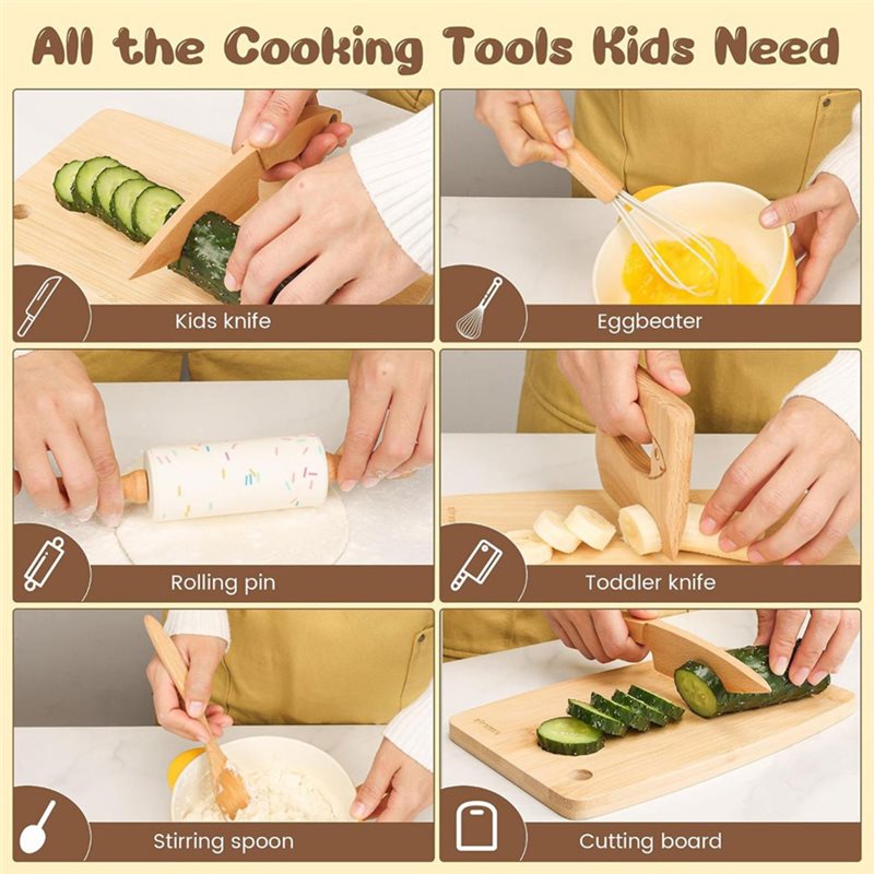 Drewniany zestaw noży i akceso – Kitchen Kids Baking Set recenzja i cena